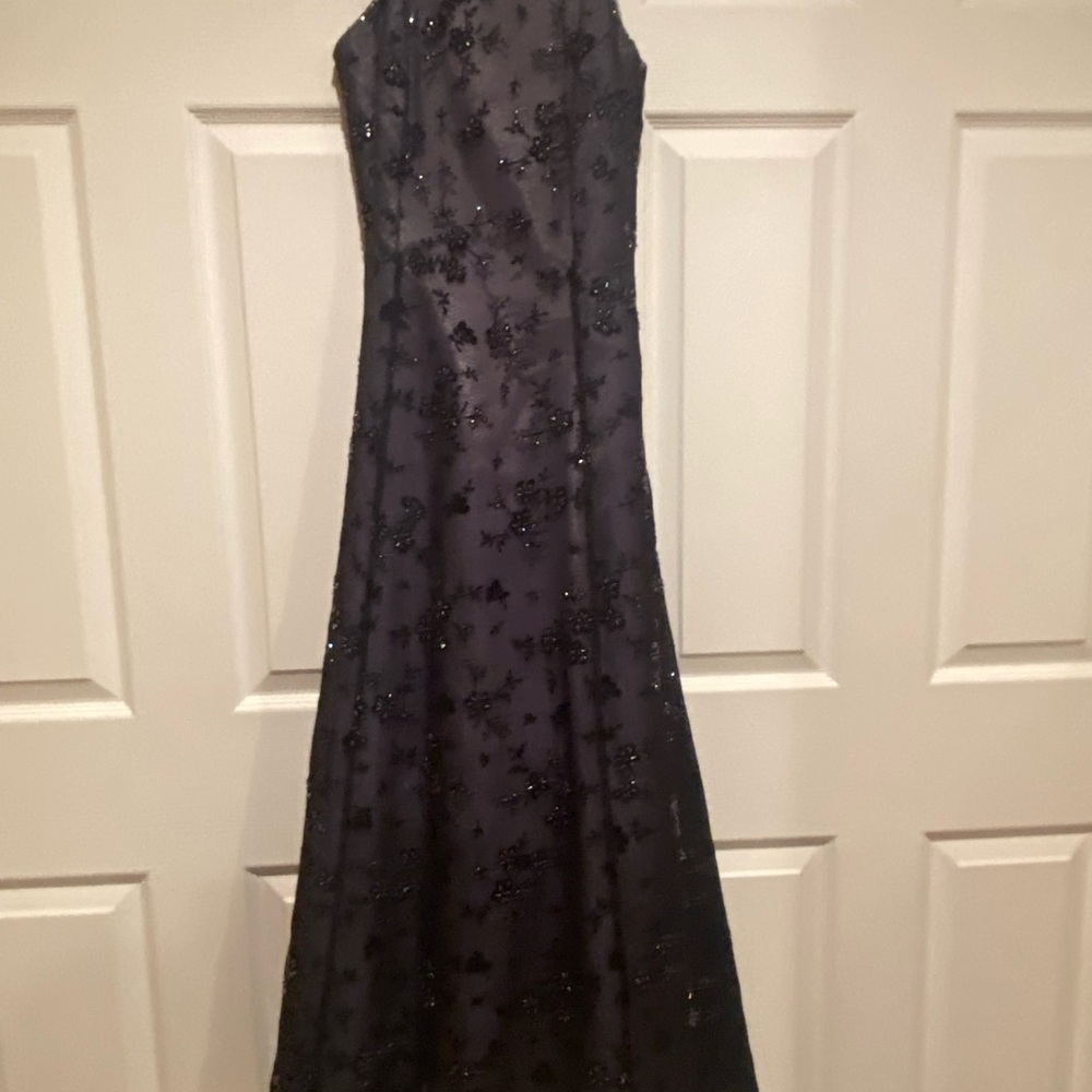Elegant Long Sleeve gown with Beaded Accents in Black, White, Pink